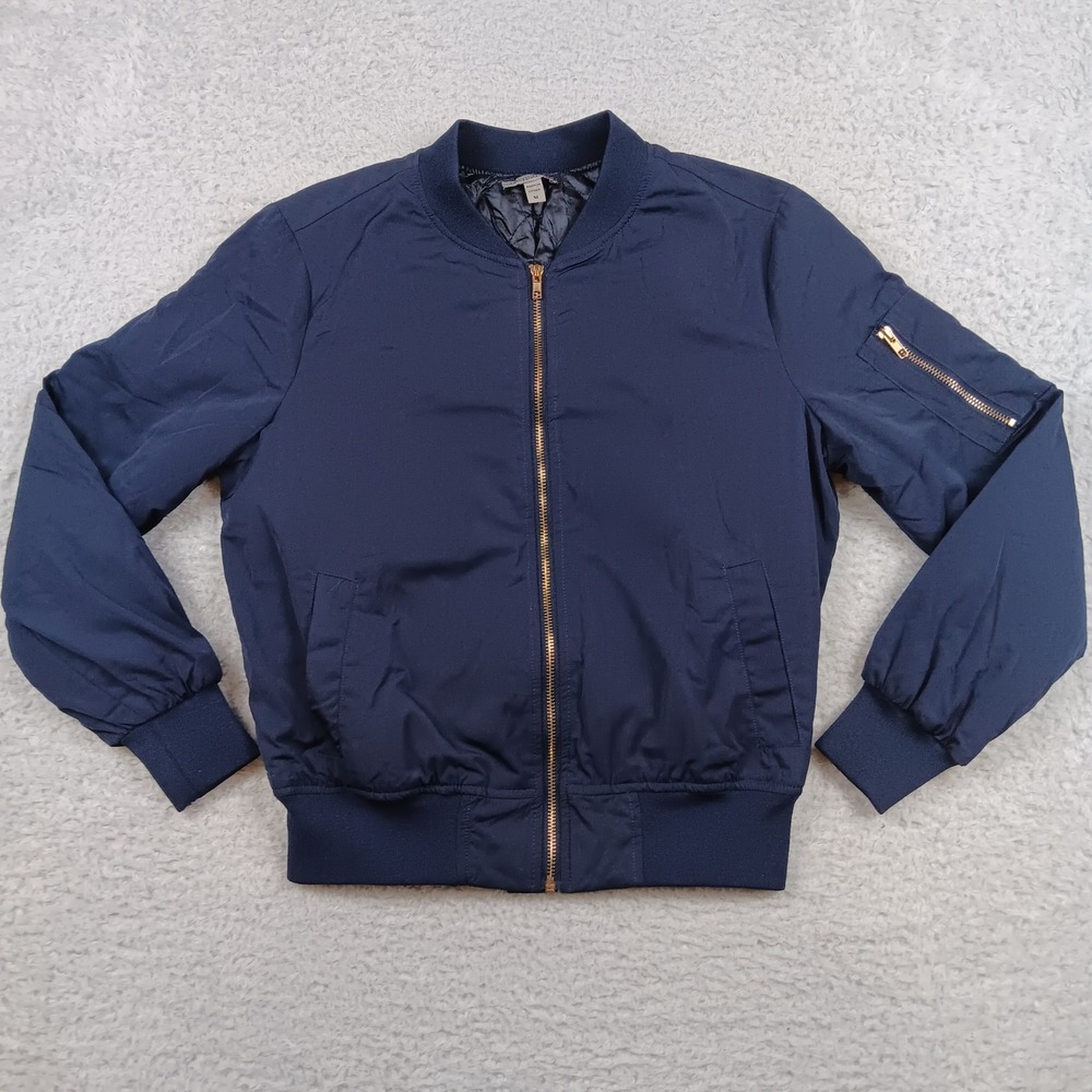 Casting LA Bomber Jacket Women M Navy Blue Quilted Utility Zip Up 19868